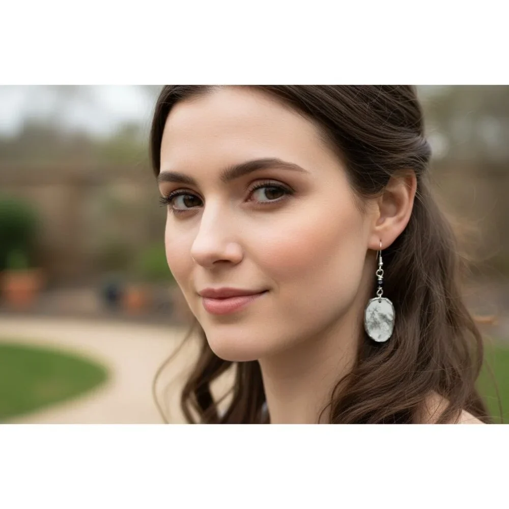 Florentine Sango Broken China Earrings - Vintage Floral Sterling Silver Dangles - Picture 3 of 14